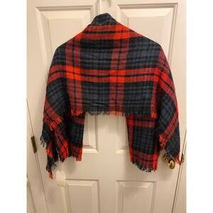 Brand New 2 Chic Women's Size One Size 100% Acrylic Red Blue Plaid Scarf Shrug